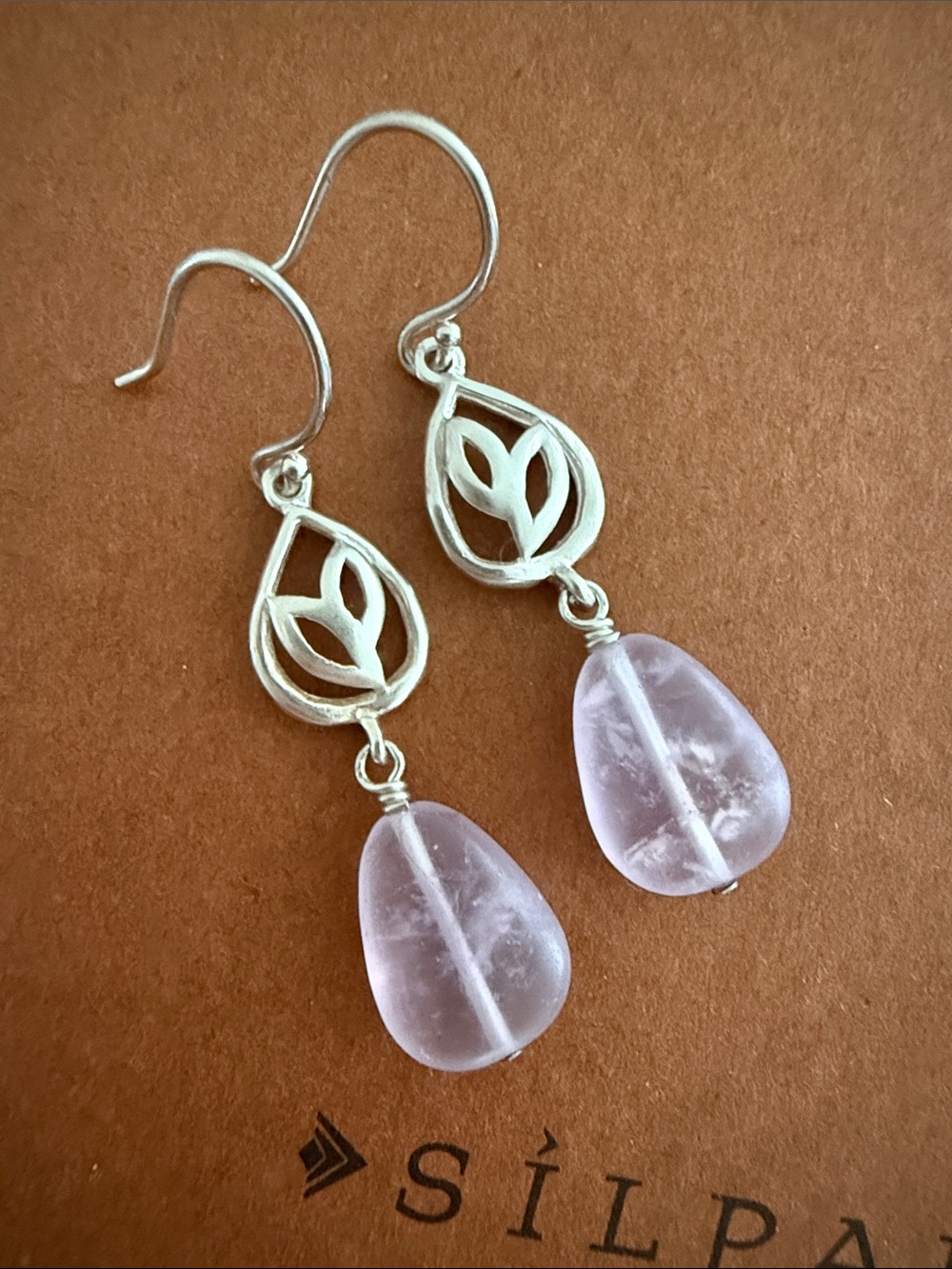 Silpada Sterling Silver & Frosted Amethyst Earrings W2169